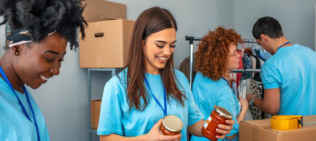 Picture of volunteers sorting donations